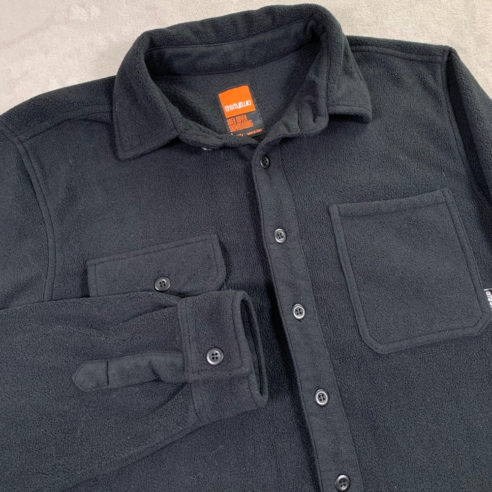 ThirtyTwo Fleece Shirt Jacket Mens Large Black Snowboarding Button Up Shacket